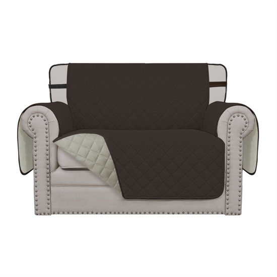 Picture of Easy-Going Reversible Chair Cover Washable Sofa Cover for Dogs Water Resistant Couch Slipcover Furniture Protector Cover with Adjustable Straps for Pets (Chair 30 in, Chocolate/Beige)