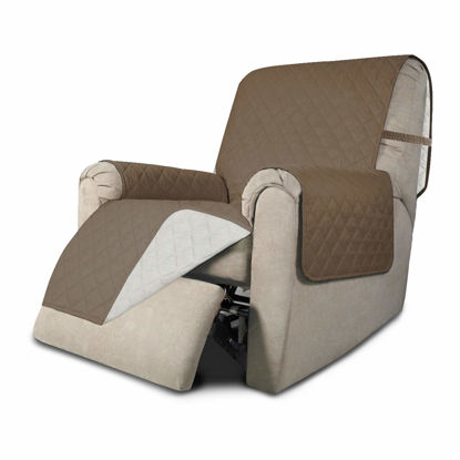 Picture of Easy-Going Recliner Sofa Slipcover Reversible Sofa Cover Water Resistant Couch Cover Furniture Protector with Elastic Straps for Pets Kids Children Dog Cat (Recliner, Camel/Ivory)