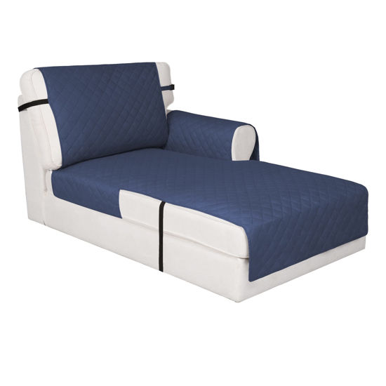 Picture of Easy-Going Reversible Chaise Lounge Couch Cover Water Resistant Sofa Cover Sectional L Shaped Sofa Slipcover with Adjustable Straps Furniture Protector for Dogs (115X34 in, Dark Blue/Dark Blue)