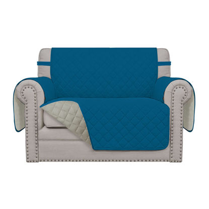Picture of Easy-Going Oversized Chair Sofa Slipcover Reversible Sofa Cover Water Resistant Couch Cover Furniture Protector Cover with Elastic Straps for Pets Dog (Oversized Chair, Peacock Blue/Beige)
