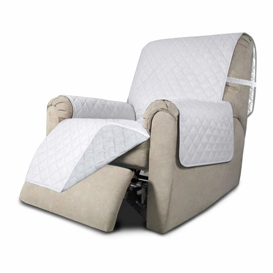 Picture of Easy-Going Recliner Sofa Slipcover Reversible Sofa Cover Water Resistant Couch Cover Furniture Protector with Elastic Straps for Pets Kids Children Dog Cat (Recliner, White/White)