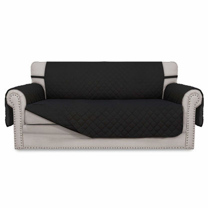 Picture of Easy-Going Sofa Slipcover Reversible Loveseat Sofa Cover Couch Cover for 2 Cushion Couch Furniture Protector with Elastic Straps for Pets Kids Dog Cat (Oversized Loveseat, Black/Black)