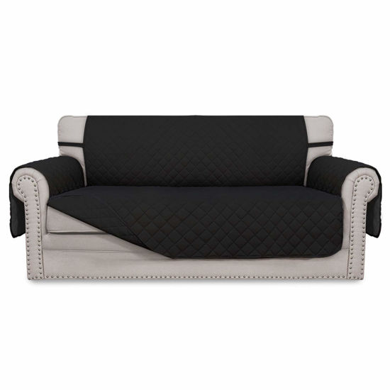 Picture of Easy-Going Sofa Slipcover Reversible Loveseat Sofa Cover Couch Cover for 2 Cushion Couch Furniture Protector with Elastic Straps for Pets Kids Dog Cat (Oversized Loveseat, Black/Black)