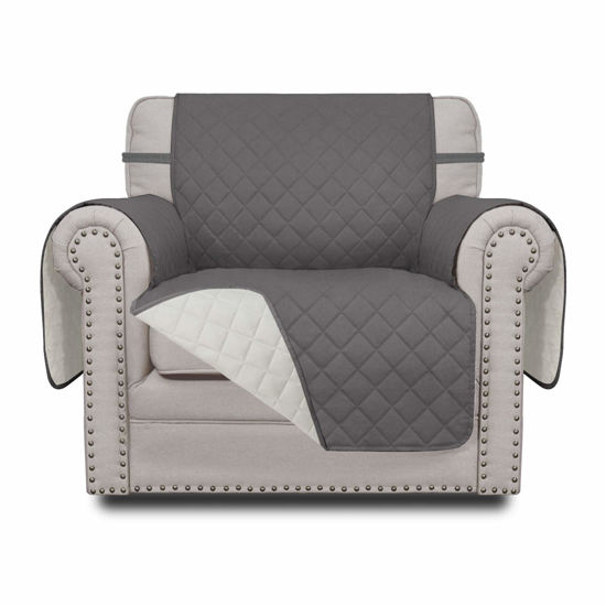 Picture of Easy-Going Chair Sofa Slipcover Reversible Sofa Cover Water Resistant Couch Cover Furniture Protector Cover with Elastic Straps for Pets Kids Children Dog Cat (Chair, Gray/Ivory)