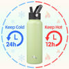 Picture of Konokyo 40oz Insulated Water Bottle Sport Stainless Steel Water Bottles With 3 Lids,Macaron Green