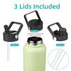 Picture of Konokyo 40oz Insulated Water Bottle Sport Stainless Steel Water Bottles With 3 Lids,Macaron Green