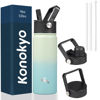 Picture of Konokyo Insulated Water Bottle 18oz Stainless Steel Water Bottles With 3 Lids Sports Water Bottle,Mint