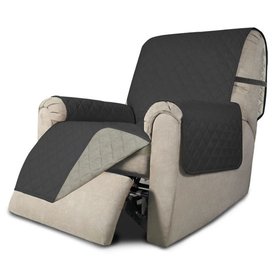Picture of Easy-Going Recliner Chair Slipcover Reversible Sofa Cover Water Resistant Couch Cover Furniture Protector with Elastic Straps for Pets Dog (Recliner 22 inch, Dark Gray/Beige)
