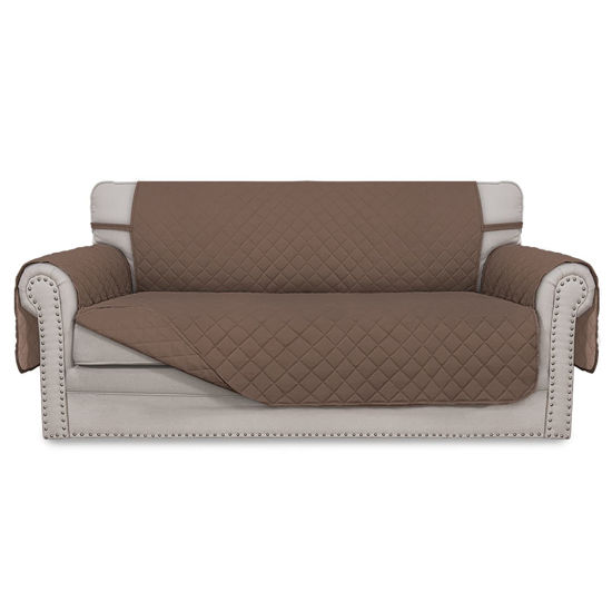 Picture of Easy-Going Sofa Slipcover Reversible Loveseat Sofa Cover Couch Cover for 2 Cushion Couch Furniture Protector with Elastic Straps for Pets Kids Dog Cat (Oversized Loveseat, Brown/Brown)