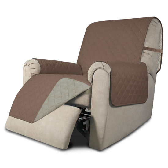 Picture of Easy-Going Recliner Chair Slipcover Reversible Sofa Cover Water Resistant Couch Cover Furniture Protector with Elastic Straps for Pets Dog (Recliner 22 inch, Brown/Beige)