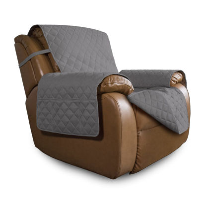 Picture of Easy-Going Oversized Recliner Cover Reversible Couch Cover Sofa Cover for Living Room Water Resistant Furniture Protector with Elastic Straps for Pets Dog (Oversized Recliner, Gray/Gray)