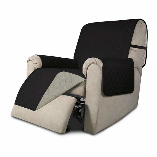 Picture of Easy-Going Recliner Sofa Slipcover Reversible Sofa Cover Water Resistant Couch Cover Furniture Protector with Elastic Straps for Pets Kids Children Dog Cat (Recliner, Black/Beige)