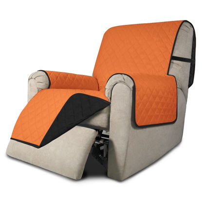 Picture of Easy-Going Recliner Chair Slipcover Reversible Sofa Cover Water Resistant Couch Cover Furniture Protector with Elastic Straps for Pets Dog (Recliner 22 inch, Orange/Black)