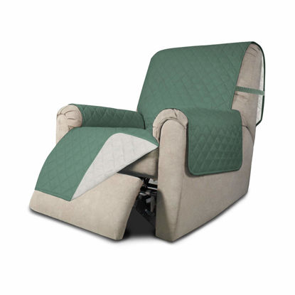 Picture of Easy-Going Recliner Sofa Slipcover Reversible Sofa Cover Water Resistant Couch Cover Furniture Protector with Elastic Straps for Pets Kids Children Dog Cat (Recliner, Cyan/Ivory)