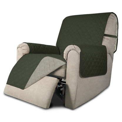 Picture of Easy-Going Recliner Chair Slipcover Reversible Sofa Cover Water Resistant Couch Cover Furniture Protector with Elastic Straps for Pets Dog (Recliner 22 inch, Army Green/Beige)