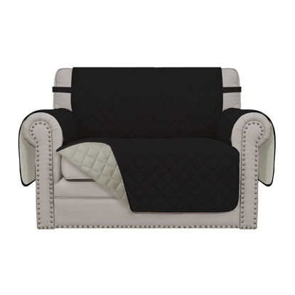 Picture of Easy-Going Oversized Chair Sofa Slipcover Reversible Sofa Cover Water Resistant Couch Cover Furniture Protector Cover with Elastic Straps for Pets Dog (Oversized Chair, Black/Beige)