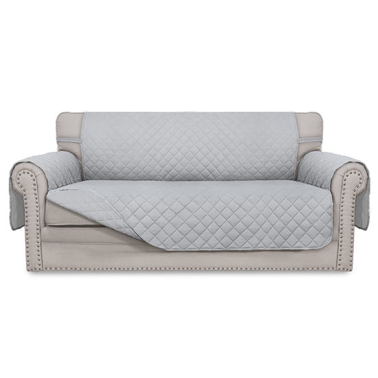 Picture of Easy-Going Sofa Slipcover Reversible Loveseat Sofa Cover Couch Cover for 2 Cushion Couch Furniture Protector with Elastic Straps for Pets Kids Dog Cat (Oversized Loveseat, Light Gray/Light Gray)