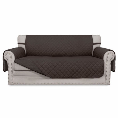 Picture of Easy-Going Sofa Slipcover Reversible Loveseat Sofa Cover Couch Cover for 2 Cushion Couch Furniture Protector with Elastic Straps for Pets Kids Dog Cat (Oversized Loveseat, Chocolate/Chocolate)