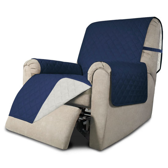 Picture of Easy-Going Recliner Chair Slipcover Reversible Sofa Cover Water Resistant Couch Cover Furniture Protector with Elastic Straps for Pets Dog (Recliner 22 inch, Navy/Ivory)