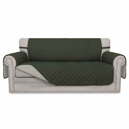 Picture of Easy-Going Sofa Slipcover Reversible Loveseat Sofa Cover Couch Cover for 2 Cushion Couch Furniture Protector with Elastic Straps for Pets Kids Dog Cat (Oversized Loveseat, Army Green/Beige)