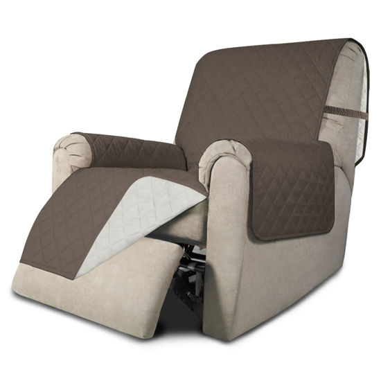 Picture of Easy-Going Recliner Chair Slipcover Reversible Sofa Cover Water Resistant Couch Cover Furniture Protector with Elastic Straps for Pets Dog (Recliner 22 inch, Taupe/Ivory)