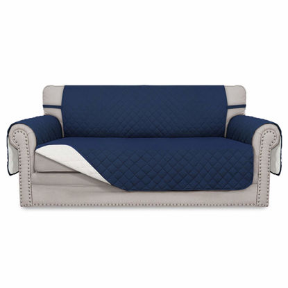 Picture of Easy-Going Sofa Slipcover Reversible Loveseat Sofa Cover Couch Cover for 2 Cushion Couch Furniture Protector with Elastic Straps for Pets Kids Dog Cat (Oversized Loveseat, Navy/Ivory)