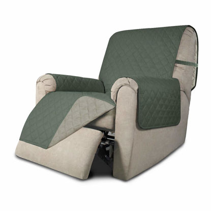 Picture of Easy-Going Recliner Sofa Slipcover Reversible Sofa Cover Water Resistant Couch Cover Furniture Protector with Elastic Straps for Pets Kids Children Dog Cat (Recliner, Greyish Green/Beige)