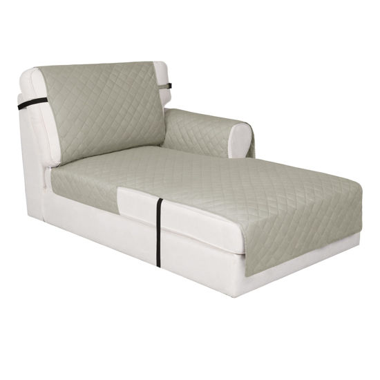 Picture of Easy-Going Reversible Chaise Lounge Couch Cover Water Resistant Sofa Cover Sectional L Shaped Sofa Slipcover with Adjustable Straps Furniture Protector for Dogs (115X34 in, Beige/Beige)