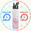 Picture of Konokyo Insulated Water Bottle 24oz Stainless Steel Sport Water Bottles With 3 Lids,Marble Blossom