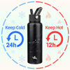 Picture of Konokyo 40oz Insulated Water Bottle Sport Stainless Steel Water Bottles With 3 Lids,Marble Midnight