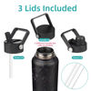 Picture of Konokyo 40oz Insulated Water Bottle Sport Stainless Steel Water Bottles With 3 Lids,Marble Midnight