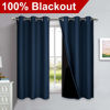 Picture of NICETOWN 100% Blackout Short Curtain Panels, Thermal Insulated Black Liner Curtains for Nursery Room, Noise Reducing and Cold Blocking Drapes for Windows (Set of 2, Navy Blue, 37" Wide by 63" Long)