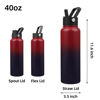 Picture of BJPKPK Insulated Water Bottles with Straw Lid, 40oz Cold & Hot Water Bottle, Stainless Steel Metal Water Bottle with 3 Lids, Reusable Thermos, Cups, Mugs for Daily Water Intake-Charming Black Red