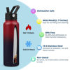 Picture of BJPKPK Insulated Water Bottles with Straw Lid, 40oz Cold & Hot Water Bottle, Stainless Steel Metal Water Bottle with 3 Lids, Reusable Thermos, Cups, Mugs for Daily Water Intake-Charming Black Red