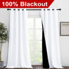 Picture of NICETOWN White 100% Blackout Curtains for Windows, Pack of 2, 46" W x 102" L, Super Heavy-Duty Black Lined Total Darkness Drapes for Bedroom, Privacy Assured Window Treatment for Patio