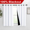 Picture of NICETOWN White 100% Blackout Curtains for Windows, Pack of 2, 46" W x 45" L, Super Heavy-Duty Black Lined Total Darkness Drapes for Bedroom, Privacy Assured Window Treatment for Patio