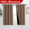 Picture of NICETOWN Bedroom Full Blackout Curtain Panels, Super Thick Insulated Window Covers, Keeping Out Cold Air and Heat 100% Blackout Blinds with Black Liner (Cappuccino, Set of 2, 46 by 54-inch)
