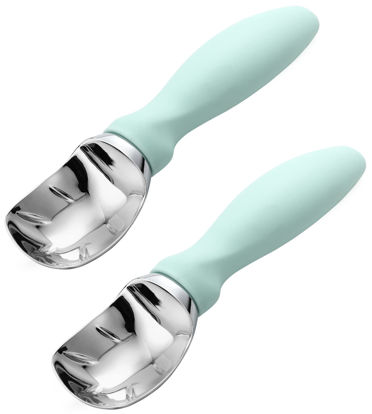 Picture of Spring Chef Heavy Duty Ice Cream Scoop with Comfortable Handle, Premium Metal Ice Cream Scooper, Dishwasher Safe Ice Cream Spoon for Cookie Dough, Frozen Yoghurt, Gelato, Sorbet, Melon - 2 Pack - Mint
