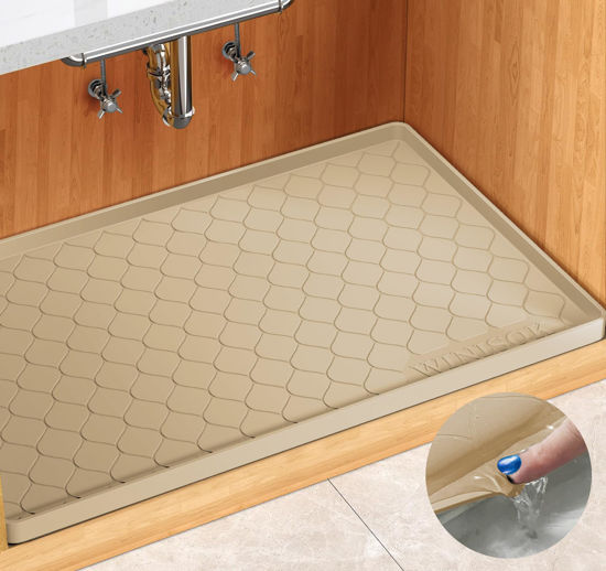 Picture of Winisok Waterproof Under Sink Mat 28" x 19" Cabinet Liner for Kitchen and Bathroom, Shelf and Counter Protector, Organizers and Storage, Silicone Drip Tray, Gadgets and Accessories