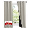 Picture of NICETOWN Natural 100% Blackout Lined Curtains, 2 Thick Layers Narrow Wide Window Treatment Panels Thermal Insulated Drapes for Kitchen Small Window (1 Pair, 37" Width x 63" Length Each Panel)