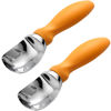 Picture of Spring Chef Metal Ice Cream Scoop with Soft Grip Handle, Heavy Duty Sturdy Ice Cream Scooper, Dishwasher Safe Ice Cream Spoon for Frozen Yoghurt, Gelato, Sorbet, Sundae, Melon - Set of 2 - Mango