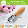 Picture of Spring Chef Metal Ice Cream Scoop with Soft Grip Handle, Heavy Duty Sturdy Ice Cream Scooper, Dishwasher Safe Ice Cream Spoon for Frozen Yoghurt, Gelato, Sorbet, Sundae, Melon - Set of 2 - Mango