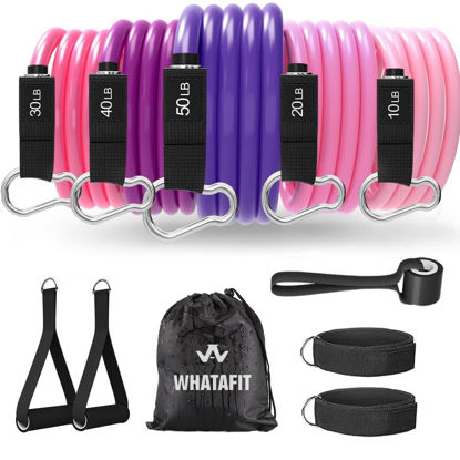 Picture of WHATAFIT Resistance Bands, Exercise Bands，Resistance Bands for Working Out, Work Out Bands with Handles for Men and Women Fitness, Strength Training Home Gym Equipment