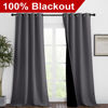 Picture of NICETOWN 100% Blackout Blinds, Set of 2, 46" x 102", Laundry Room Decor Window Treatment Curtains for Large Patio Sliding Door, Thermal Insulated Grey Curtains for Bedroom