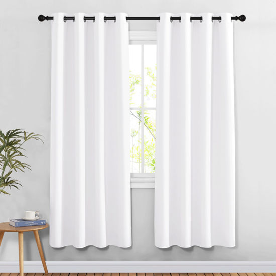 Picture of NICETOWN White Doorway Curtains 78 inches Long, Grommet Privacy Door Curtains Room Darkening Thermal Window Treatments for Bedroom/Living Room, 2 Panels, W52 x L78