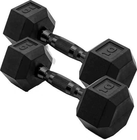 Picture of CAP Barbell 10 LB Coated Hex Dumbbell Weight Pair with Black Handle