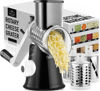 Picture of Zulay Rotary Cheese Grater 3 Blade Cheese Shredder - Manual Hand Crank Cheese Grater With Reinforced Suction & 3 Interchangeable Drums - Easy to Use Vegetable Chopper - Ivory Onyx