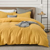 Picture of Bedsure Duvet Cover Queen Size - Soft Double Brushed Bedding Set for Kids & Adults, Zipper Closure, 3 Pieces, Includes 1 Duvet Cover (90"x90") & 2 Pillow Shams, NO Comforter, Golden Yellow