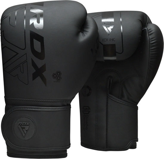 Picture of RDX Boxing Gloves, Pro Training Sparring, Maya Hide Leather, Muay Thai MMA Kickboxing, Men Women Adult, Heavy Punching Bag Focus Mitts Pads Workout, Ventilated Palm, Multi Layered, 8 10 12 14 16 18 Oz