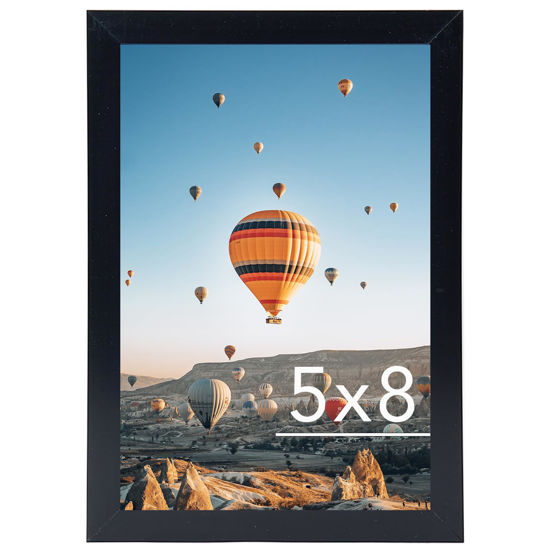 Picture of JCJMY 5x8 Picture Frame Black for Wall Hanging or Tabletop, Wall Mounting Horizontally or Vertically, 5 x 8 Wall Gallery Poster Photo Frame with Shatter Resistant Plexiglass,Black